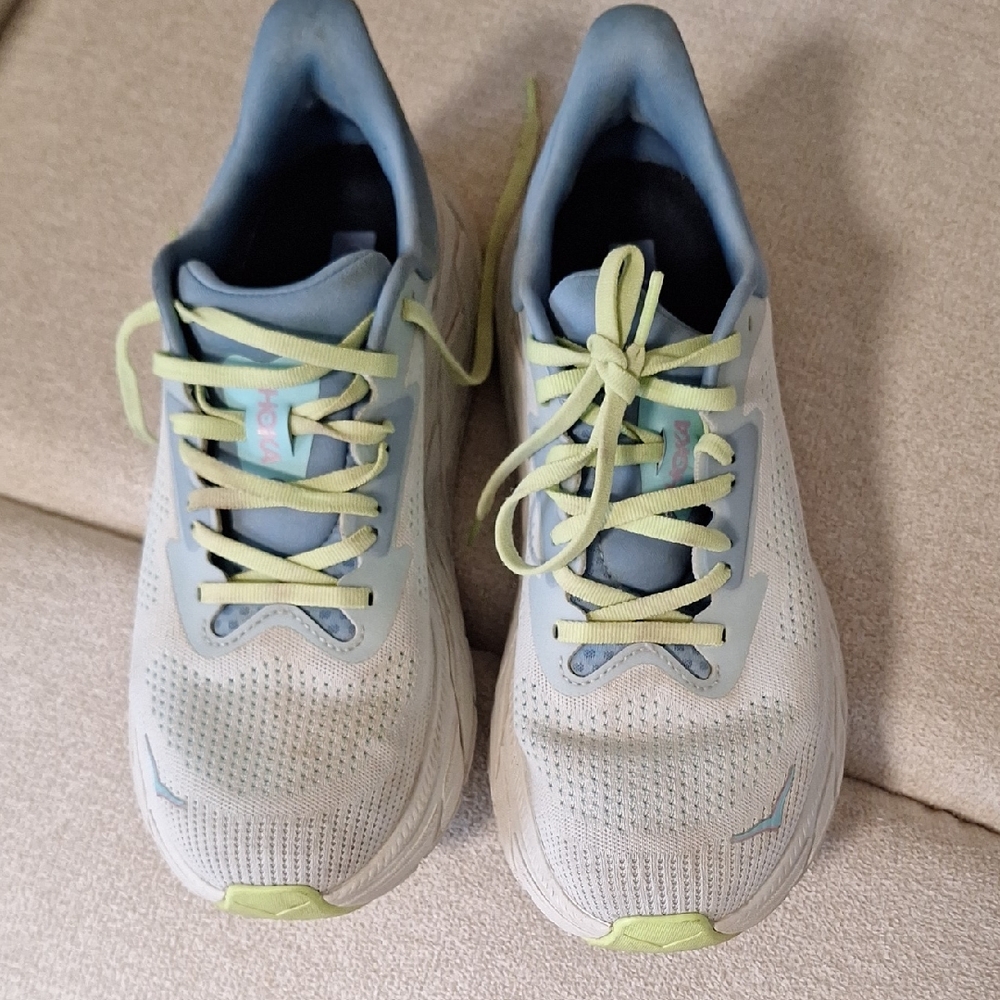 Hoka Athletic Shoes in Light Blue and Lime